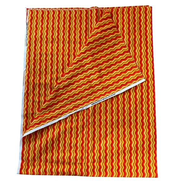 Debbie Mumm fabric remnant for Joann’s Fabrics bright orange yellow wavy stripes - Picture 5 of 5